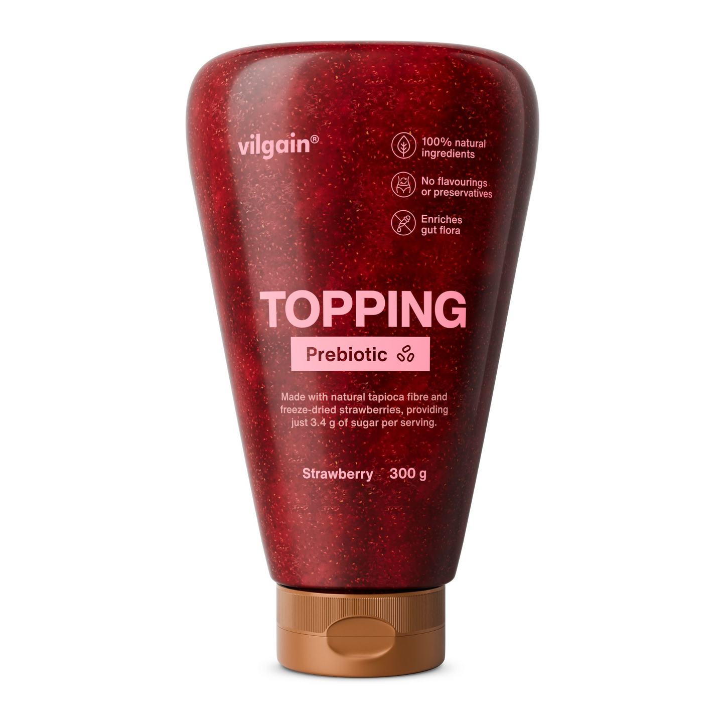 Vilgain Epres Prebiotic Topping, természetes eperíz, magas rosttartalom, 60g